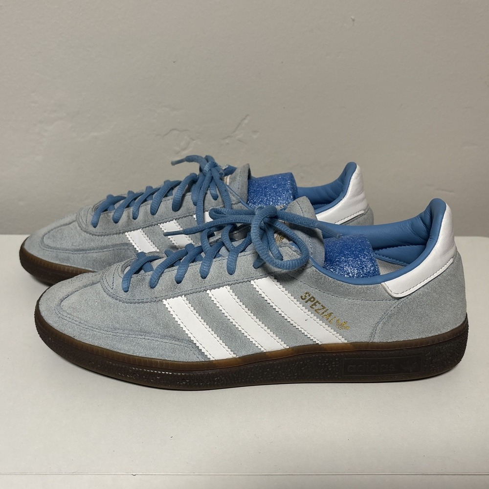 Adidas Handball Spezial Sneakers Shoes BD7632 Light Blue Mens Gum Mens Size 9